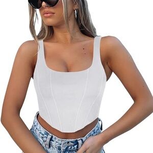Square Neck Bustier Corset Crop Tank Top